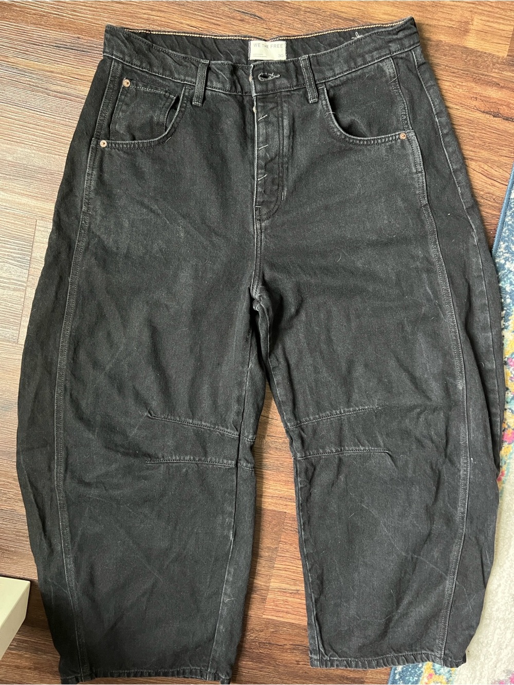 Free People Black Good Luck barrel jeans (sound wave) - Picture 3 of 6